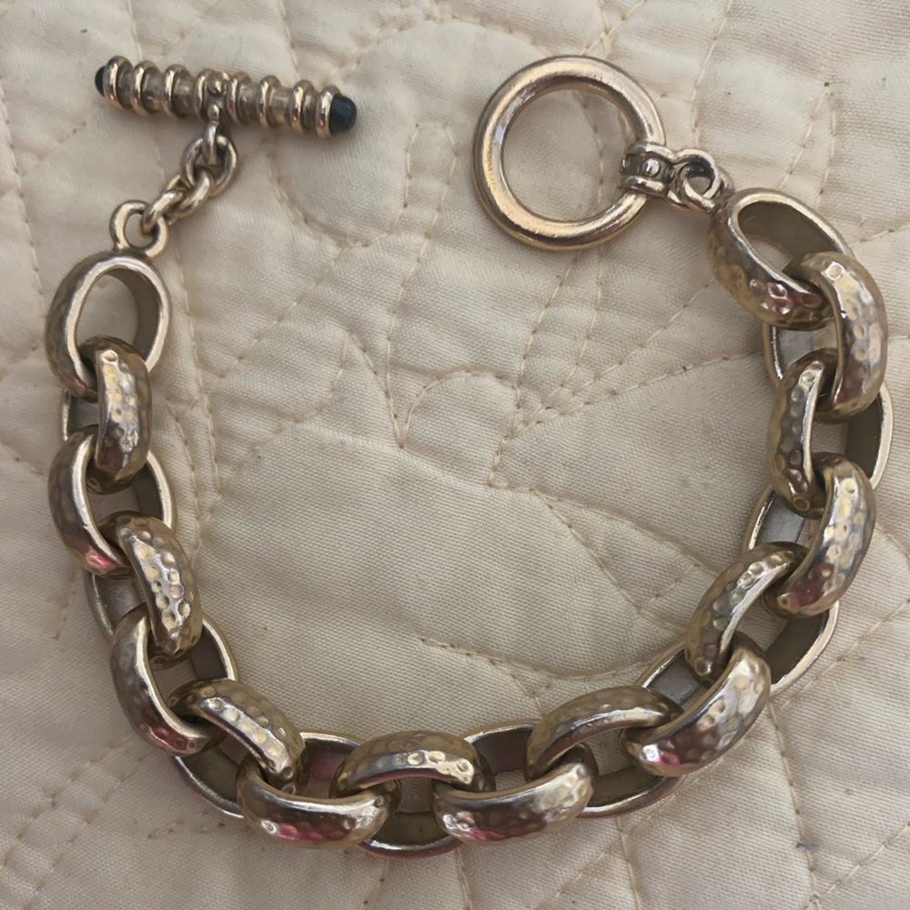 Signed Carol Lee gold VTG textured link bracelet